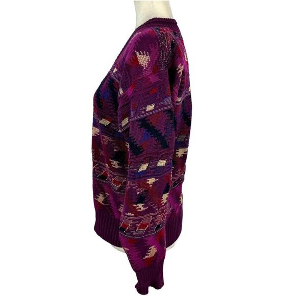 Vintage Tricots St. Raphael Purple Multicolor Western Cardigan Sweater Cotton S - Picture 7 of 14
